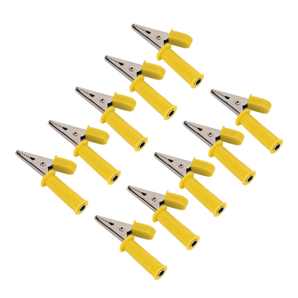 10Pcs Insulated Crocodile Clips 5Mm Brass Test Clips With 4Mm Jack Yellow 6911376104749