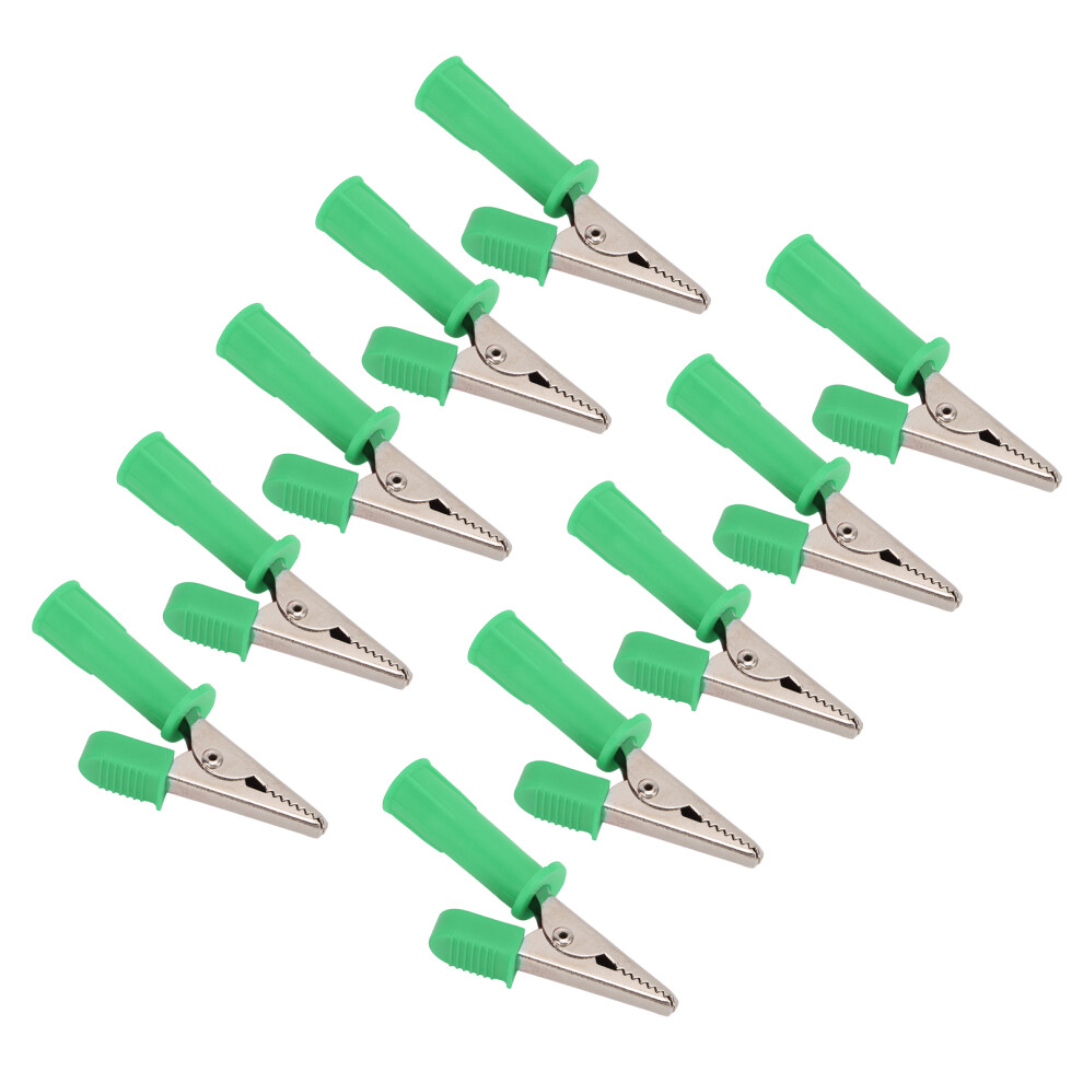 10Pcs Green Insulated Crocodile Clips 5Mm Test Clips With 4Mm Jack 9331376104766