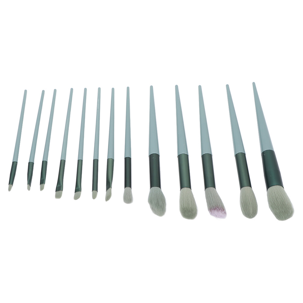 Green 13Pcs Makeup Brush Set With Fiber, Eye Shadow & Blusher Brushes