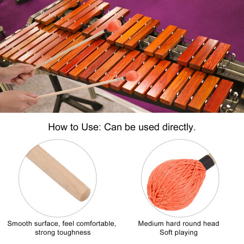 Maple Handle Marimba Mallets MQ-06: Medium Hard Durable Design 2