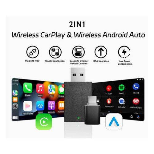 Wireless Car CarPlay Dongel Adapter  Android Auto Box Wired to Wireless 2 in 1 2