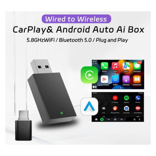 Wireless Car CarPlay Dongel Adapter  Android Auto Box Wired to Wireless 2 in 1 1