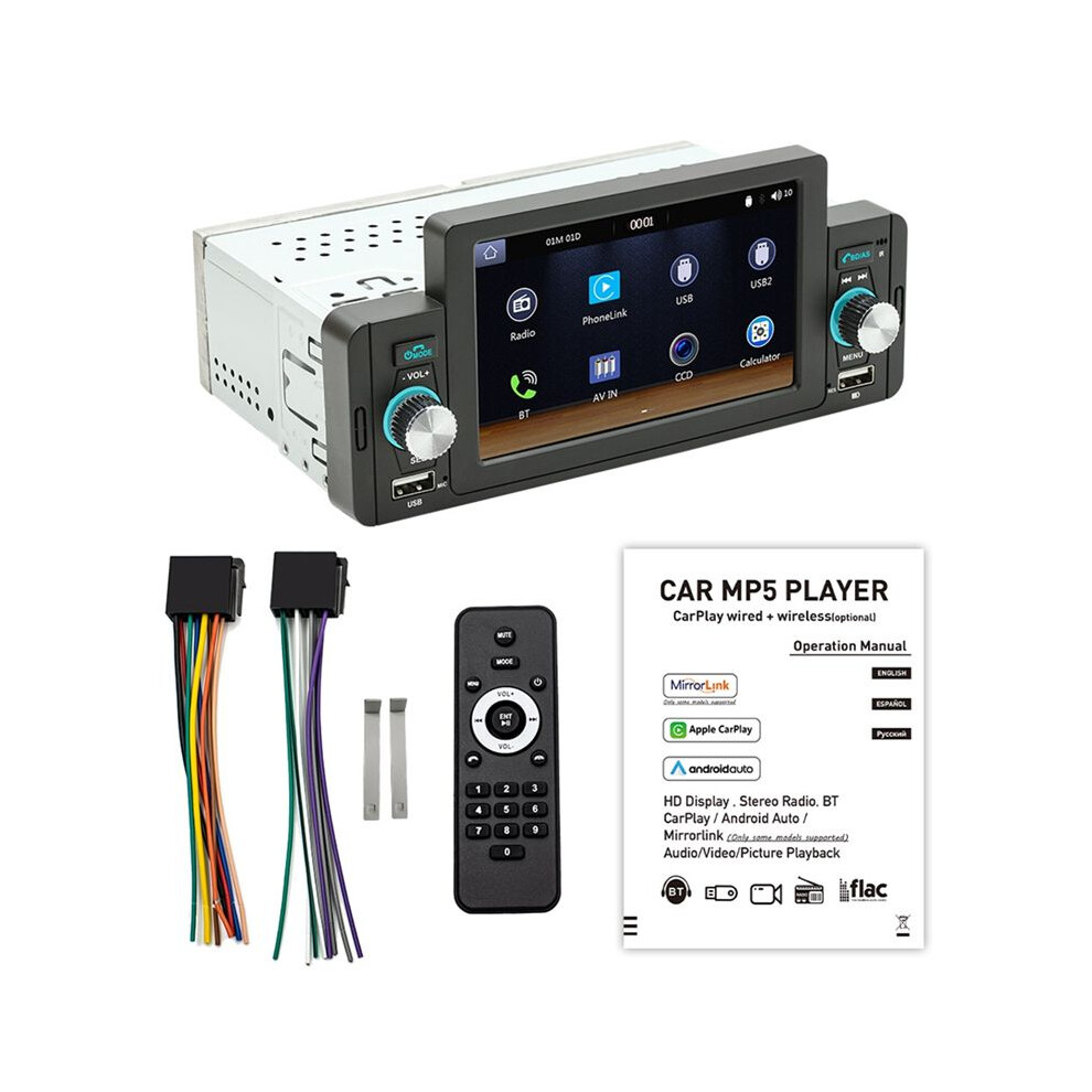 1 Din 5 Inch Car Radio Carplay Stereo Mp5 Player Wireless Carplay+Android Auto Tf Usb Fm Touch Screen 6032125410086