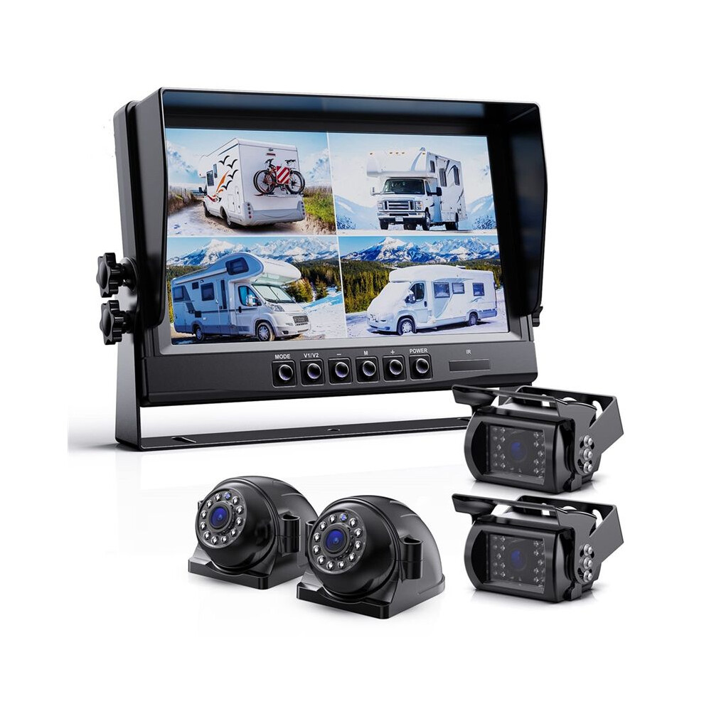1080P Backup Camera System Kit, 9Inch Hd Dvr Monitor With Reverse/Side View Camera For Rv Truck/Semi Box Truck/Trailer 6032978232026
