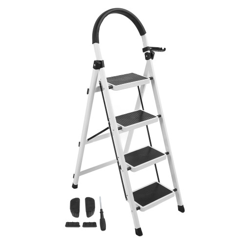 4-Stufen-Leiter mit Handläufen, dicker Stahl,