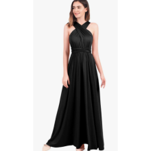 Elegant and Functional Convertible Bridesmaid Gown, Premium Fabric Multiway Wrap Long Dress, Four-Way Stretch Sleeveless Halter Maxi with Deep V