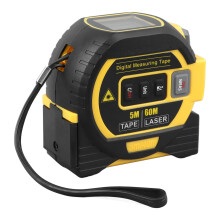 Infrarot 3-in-1 Laser-Entfernungsmesser 60m mit 5m Maßband & Kreuzlinien Gelb