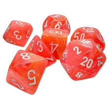 Chessex Manufacturing CHX22553 Mega Hedrals - Dice Set, Festive - Dahlia & White - Set of 7
