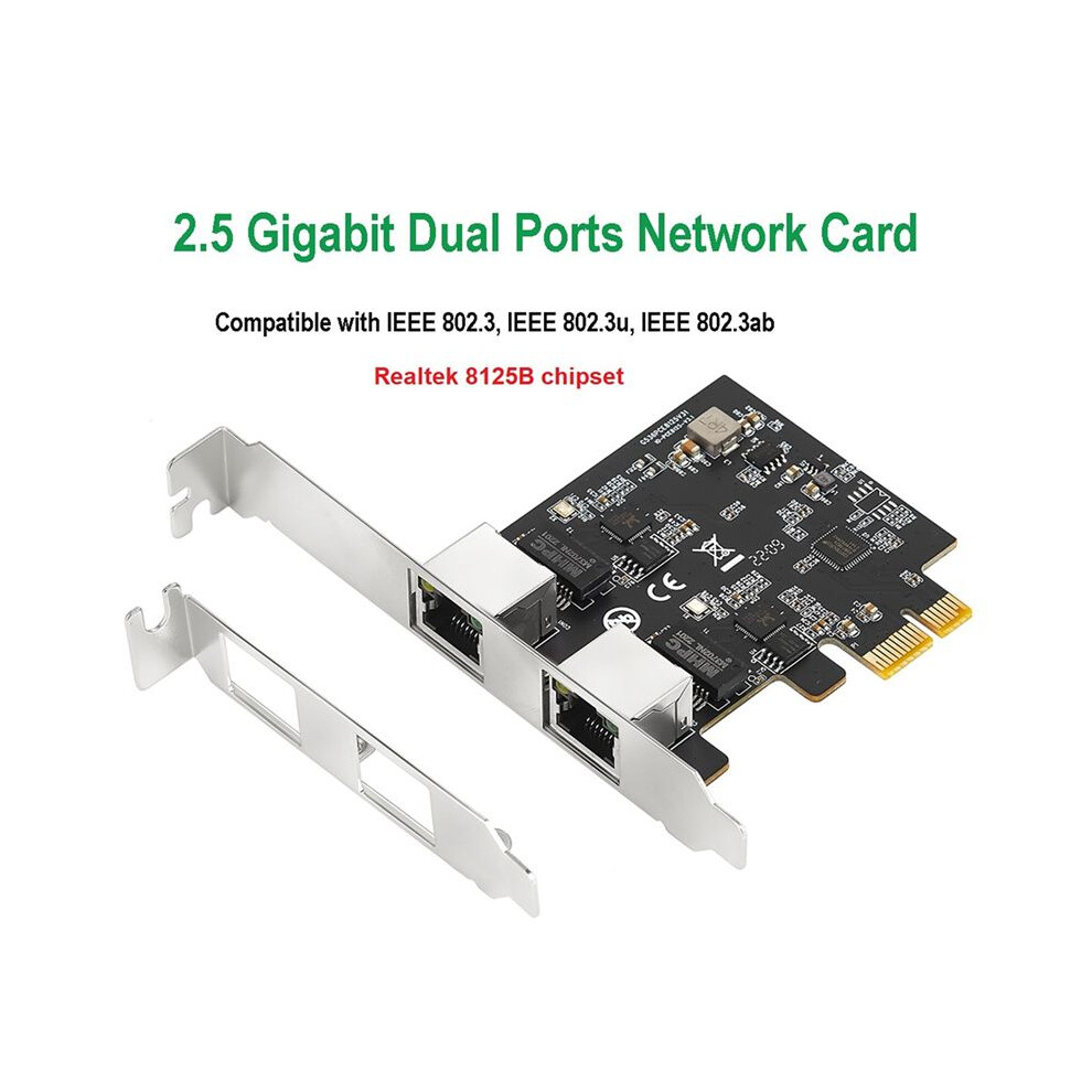 2.5G Gigabit Network Card Adapter With 2 2500Mbps Pcie 2.5Gb Ethernet Card Rj45 Lan Computer Controller Card 4713062678594