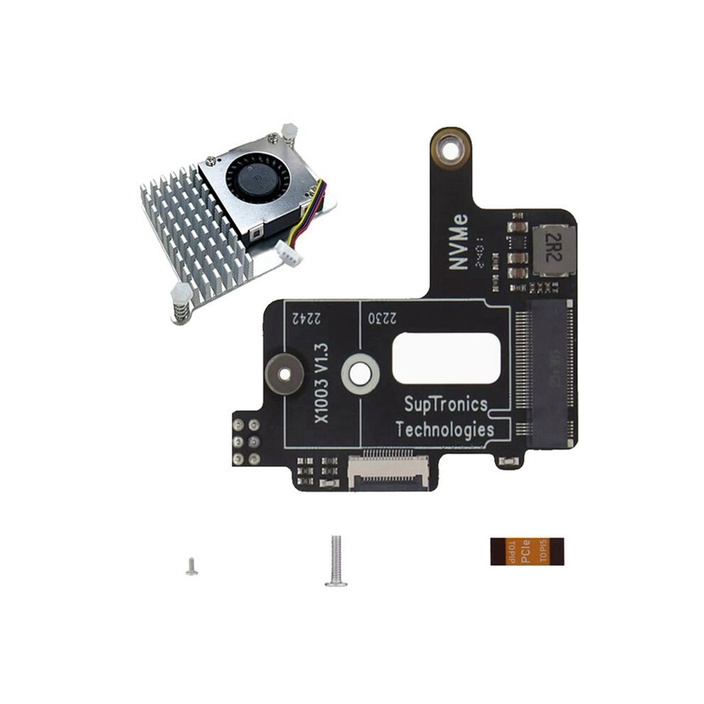 X1003 Pcie Expansion Board With Fan For Raspberry Pi 5 Pcie To M.2 Nvme Ssd Expansion Board For 2242 2230 Nvme Ssd 4713744143563