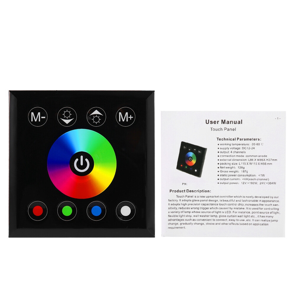 Dimmer Switch For Led Strip Lights, Capacitive Touch Design With Color Adjustment, Wall Mounted Rgbw Led Controller For Home Lighting, Touch Panel 9433291182116