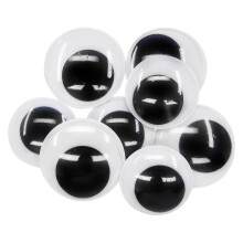 Wiggle Eyes for DIY Crafts, Self Adhesive Googly Eyes with 360 Degree Movement and Clear Transparent Cover, Round Plastic Black White Moving Eyes for