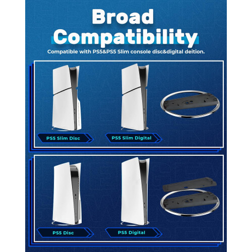 Supporto verticale per PS5 Slim, base antiscivolo per accessori PlayStation 5, supporto stabile per console con cuscinetto antiscivolo e viti, 1