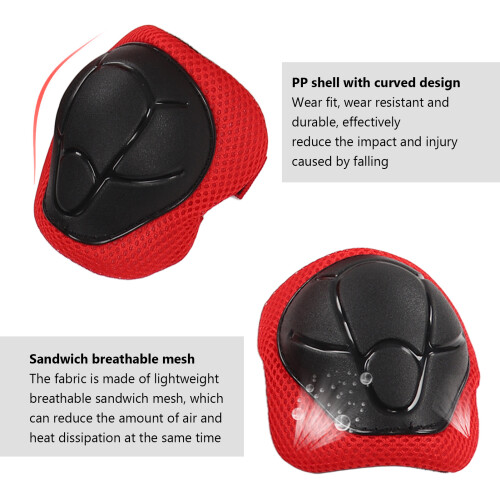 7 piezas/set 520 g Rojo para niños Casco Rodilleras y coderas 1