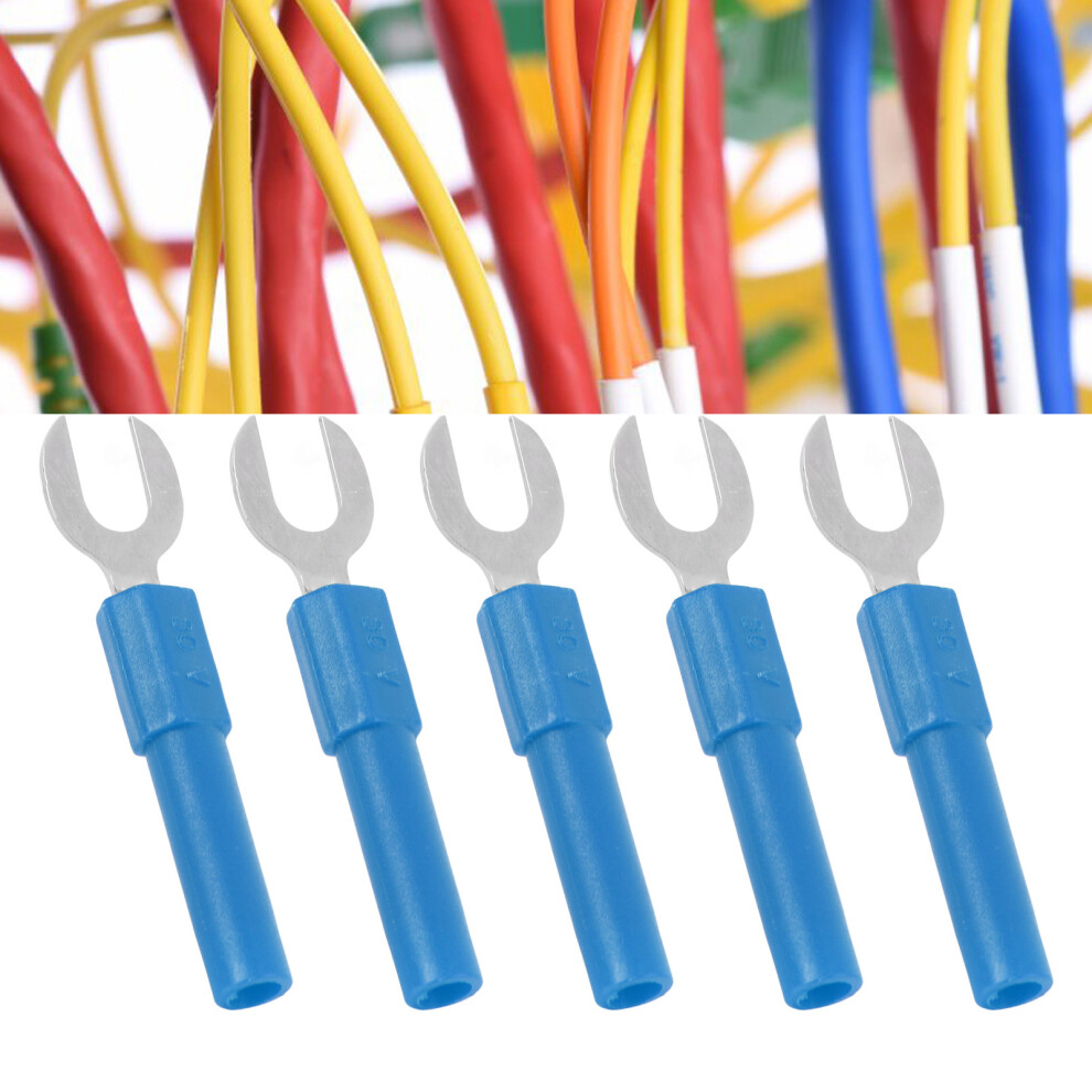 10Pcs Brass Fork Spade Wire Connectors 4Mm Hole 30Vac-60Vdc Blue 9491376134535