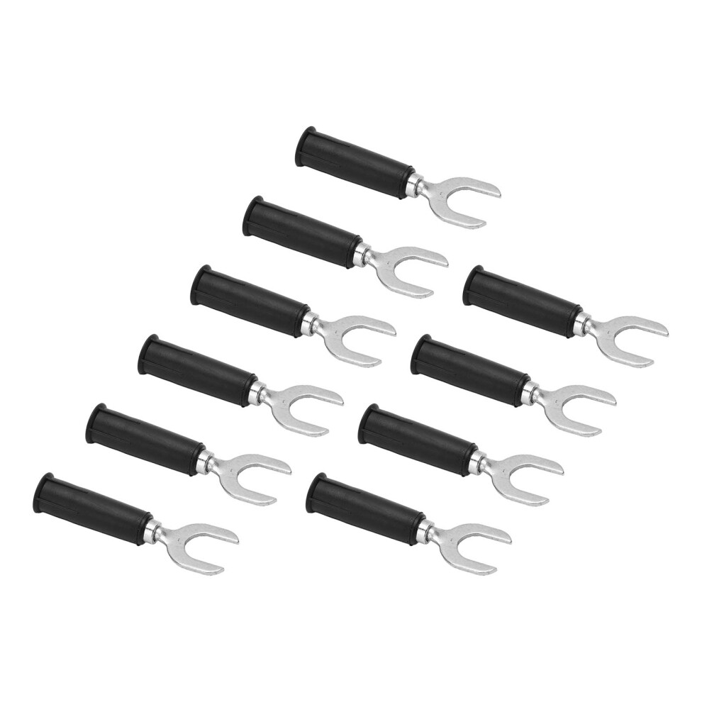 10Pcs Brass Pvc Fork Spade Wire Connectors 4Mm Hole Black 9471376134476