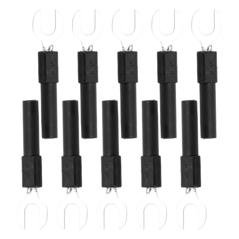 10Pcs Brass Fork Spade Wire Connectors 6Mm/0.2In Y Type Black 4391376134557