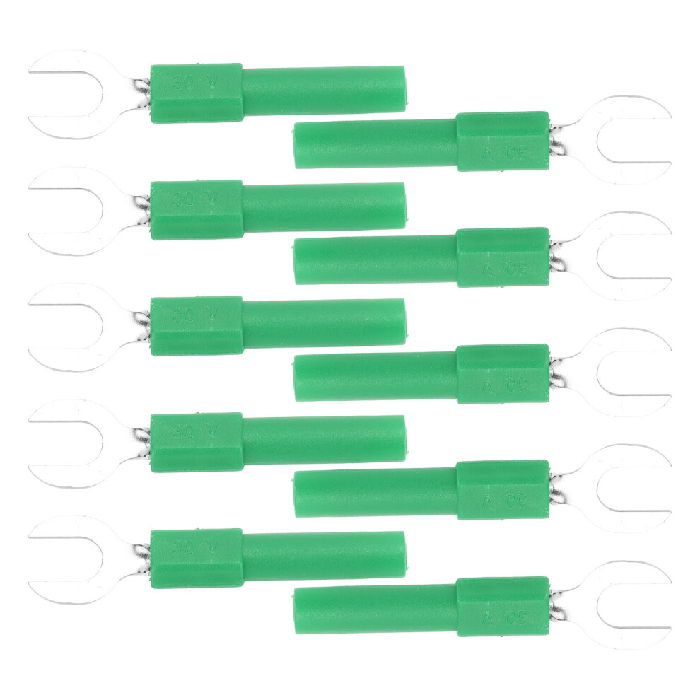 10Pcs Brass Fork Spade Wire Connectors 6Mm Y Type Banana Plug 30Vac-60Vdc Green 7891376134917