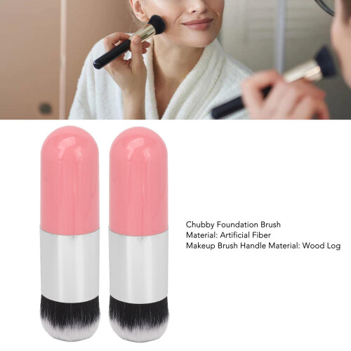 2er Set Chubby Foundation Pinsel, Pink Silbergrau, Kunstfasern 2