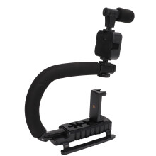 Handgehaltenes Video-Stabilisierungssystem mit LED-Licht & Mikrofon – Tragbarer U-förmiger Kamera-Gimbal