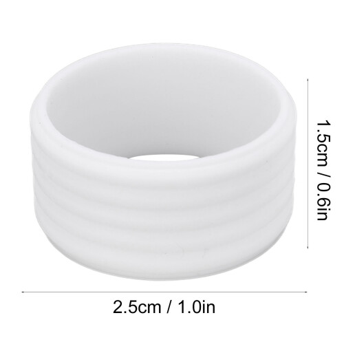 2pcs White Silicone Tennis Racket Handle Sweat Absorption Fixing Rings 2