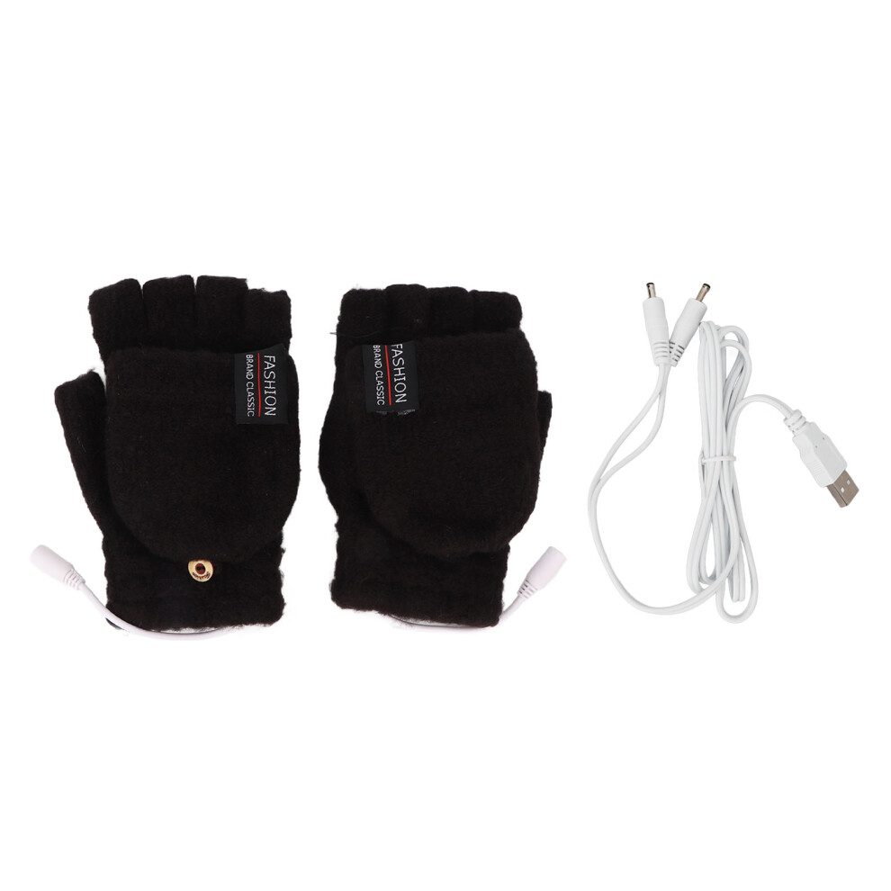 Hand Warmers with Built-in Heating, Washable and Reusable USB Powered Gloves, Touchscreen Compatible Half Finger Heated Gloves for Winter Sports and