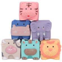 Sensory Stacking Toys for Babies, Shape Matching Play Blocks with Embossed Design, Press Squeak Baby Blocks Set, Soft and Durable Food Grade Silicone