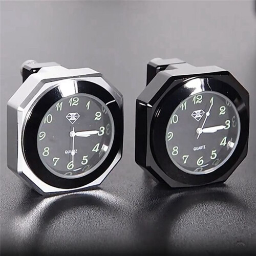 Motorcycle Clock Waterproof Mount Quartz Clock Watch Luminous Clock for 22-28mm Handlebar Styling Black Red 2