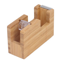 Bambus Desktop-Klebestiftspender Halter Büro-Klebeband-Schneider Basis Schreibwarenwerkzeug