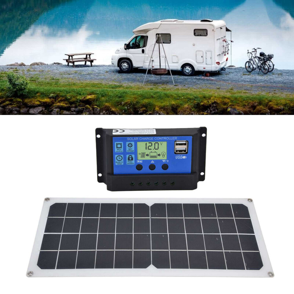10W Solar Panel Set With 10A Controller & Exhaust Fan For Car, Rv, Boat 4091376148843