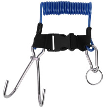 Spring Coiled Lanyard for Scuba Diving, Stainless Steel Spring Coiled Camera Lanyard with Double Hook and Spiral Coil Rope, Secure Clip Attachment Ree