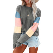 Long Sleeve Tops for Women, Casual Pullover with Loose Fit Relaxed Fit Pullover Color Block Design, Fashionable Athletic Shirt Featuring Soft