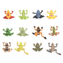 Coleção de miniaturas de animais em simulação, com cores vibrantes e dureza moderada, figuras de sapos em plástico resistente com aparência