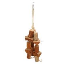 Giocattoli da masticare per pappagalli, materiali sicuri: legno naturale e guscio di cocco, accessori da appendere alla gabbia, stimolanti