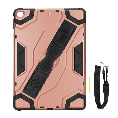 Capa protetora resistente para iPad com suporte giratório e alça de ombro, capa à prova de choque compatível com iPad de 10,2 polegadas (modelos