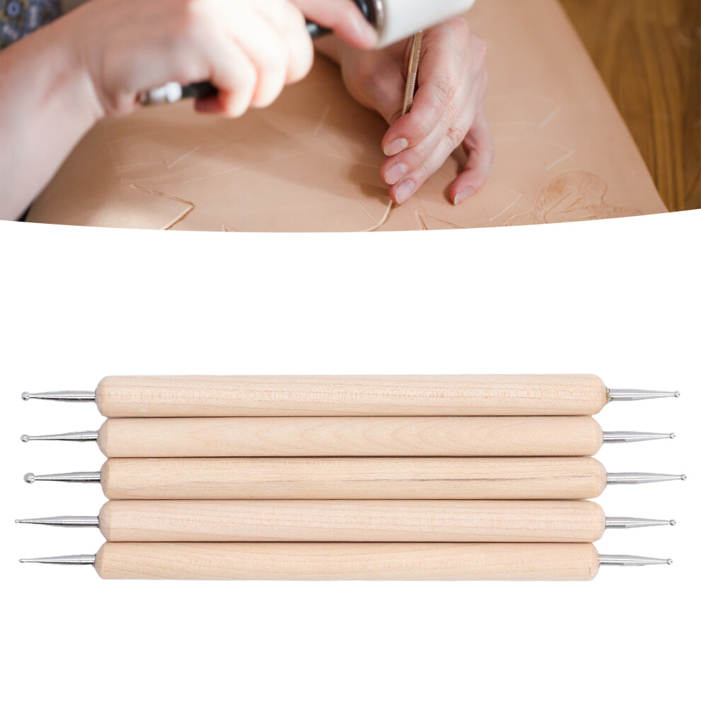 5Pcs Double End Beech & Stainless Steel Dotting Stylus For Artwork & Engraving 6931376153523