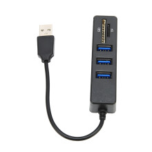 USB2.0 Multiport Hub & Card Reader - Easy Access 480Mbps Black