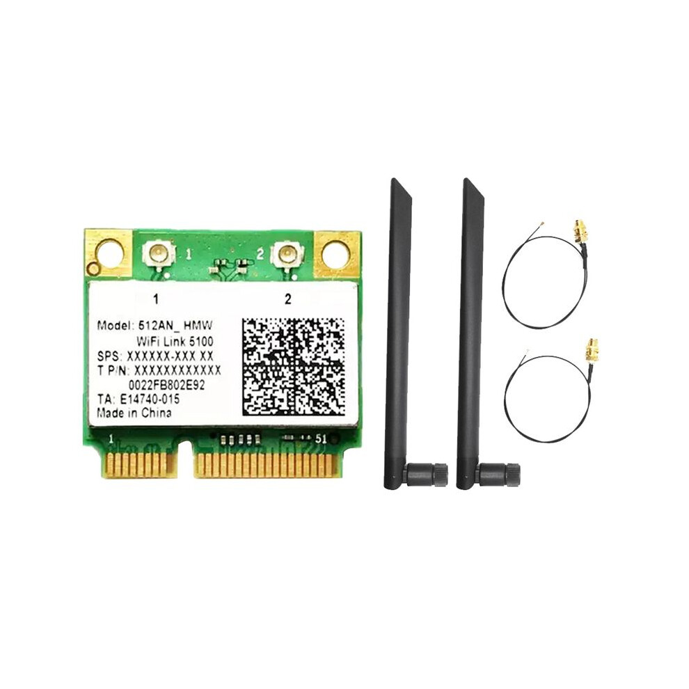 5100Agn Wifi Card+8Dbi Antenna 2.4G&5G 300Mbps Minipcie Wireless Network Card For , Hasee Laptop 6031014020252