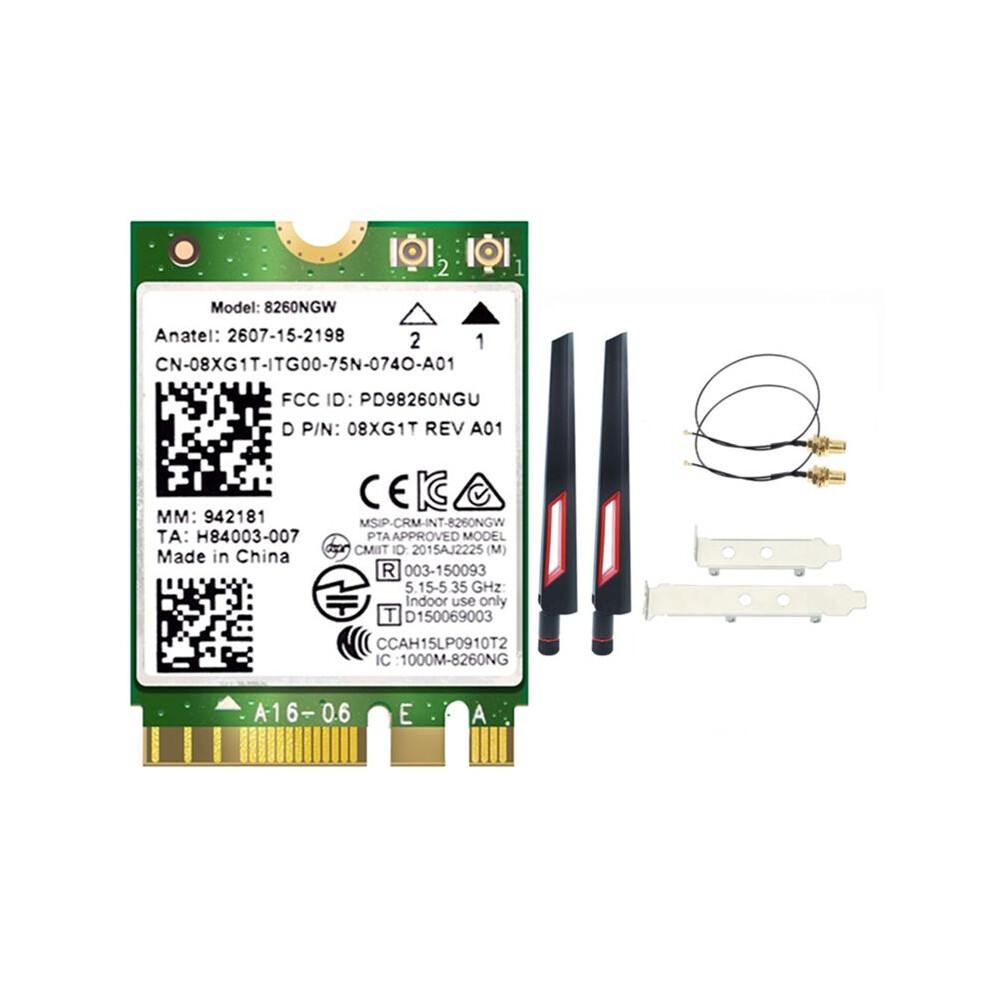 8260 8260Ngw Wifi Card+2X10db Antenna Dual-Band 2.4G/5Ghz 867M Bt4.2 Ac8260 Ngff M.2 Wifi Wireless Card Module 802.11Ac 6032468741243