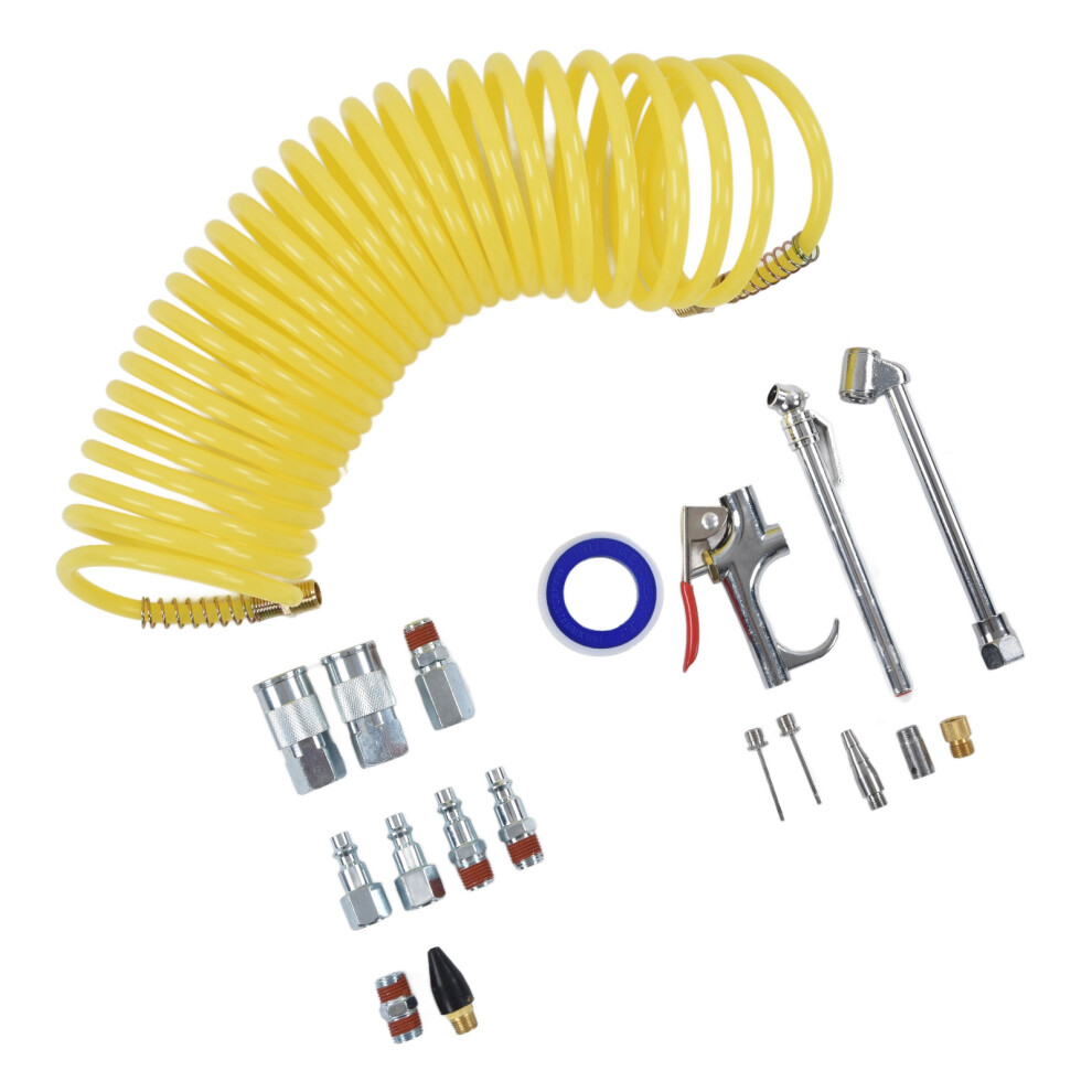 25Ft Nylon Steel Air Compressor Hose Kit 200Psi Quick Connects 6901376155094