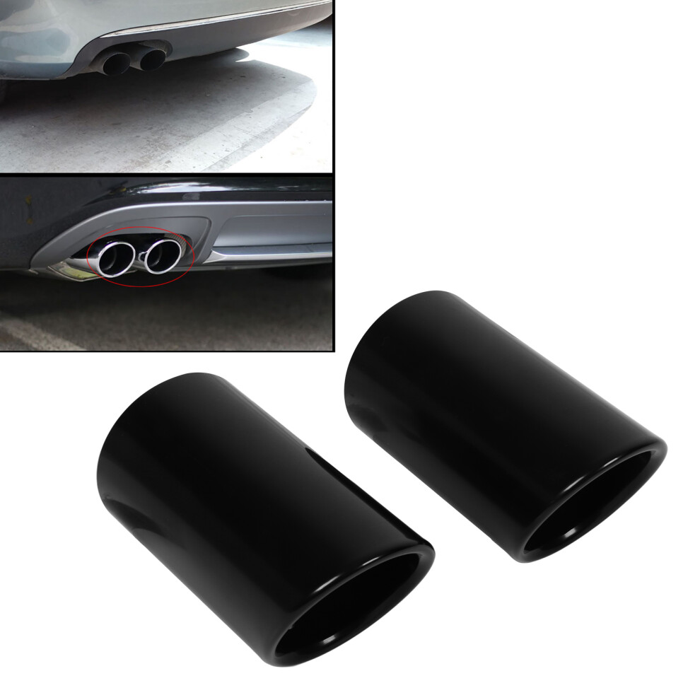 2Pcs Gloss Stainless Steel Exhaust Tailpipe Tip For A4 B8 Q5 2010-2012 Black 4291376156606