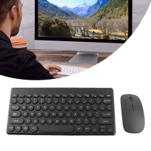 Drahtloses 2,4-GHz-Tastatur- und 4-Tasten-Maus-Set, 78 Tasten, Schwarz