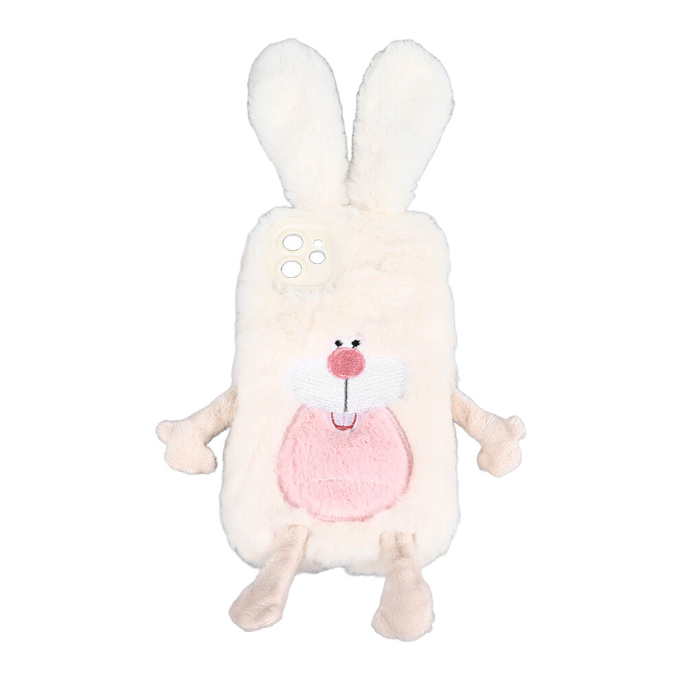 Adorable Plush Bunny Case For Iphone, Wear-Resistant And Soft Warm Material, Plush Material And Hand Warmer, Fall And Winter Theme Compatible With 9433291200049
