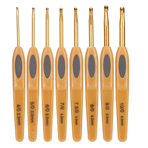 Ergonomic Crochet Hooks, Multiple Needle Sizes, Aluminum Crochet Hooks with Plastic Handle, Knitting Tools Set Featuring Smooth Surface, Easy Crochet