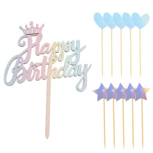 11 pezzi di decorazioni personalizzate per torte di compleanno a tema arcobaleno, stelle glitterate e cuori, decorazioni colorate per torte di