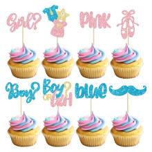 Decorazione per torta per baby shower per maschietto, decorazione per torta baby shower blu glitterata, accessori per feste di compleanno,