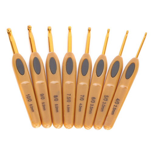 Ergonomic Crochet Hooks, Multiple Needle Sizes, Aluminum Crochet Hooks with Plastic Handle, Knitting Tools Set Featuring Smooth Surface, Easy Crochet 2