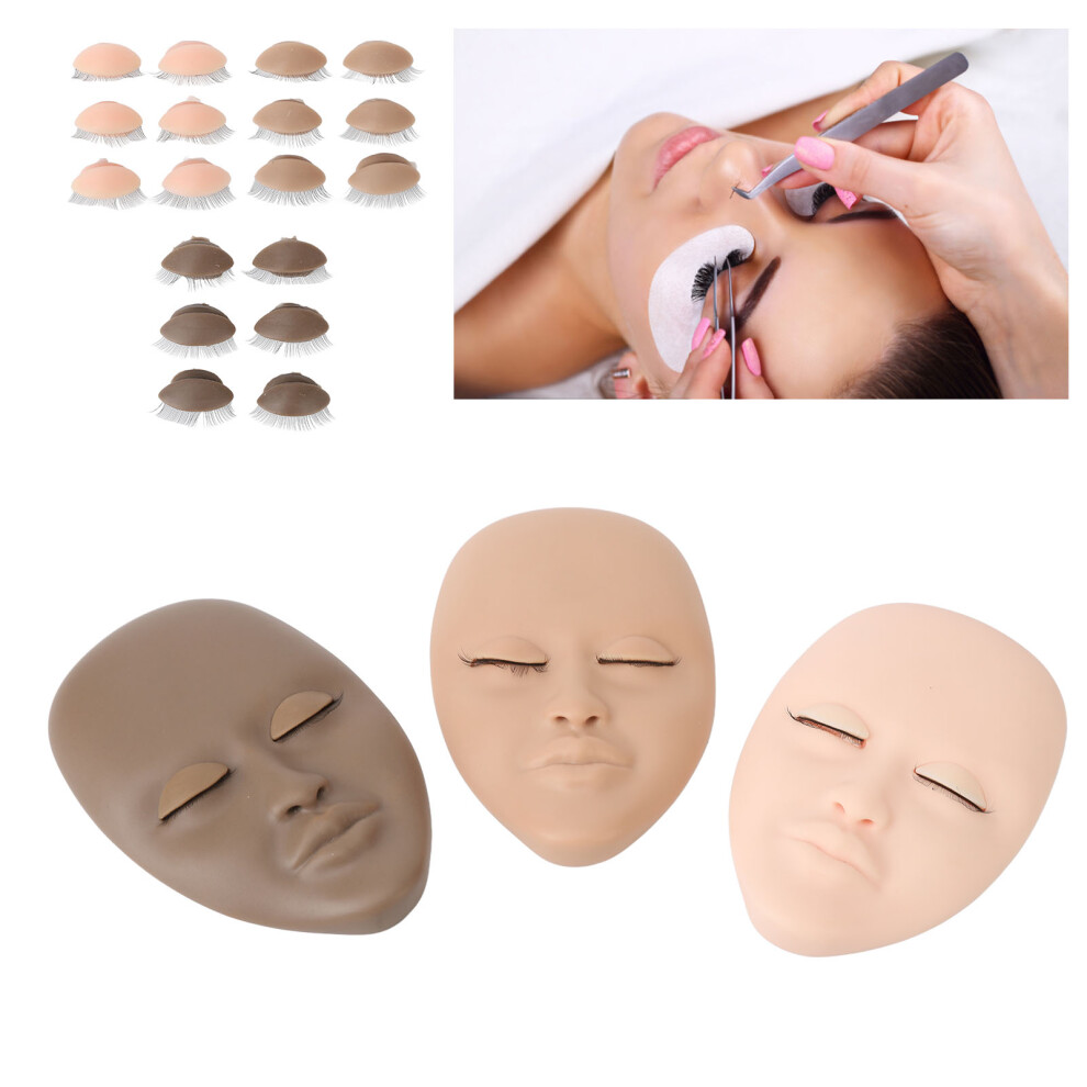Eyelash Extension Practice Doll Head 3pcs Mannequin with Replaceable Eyelids