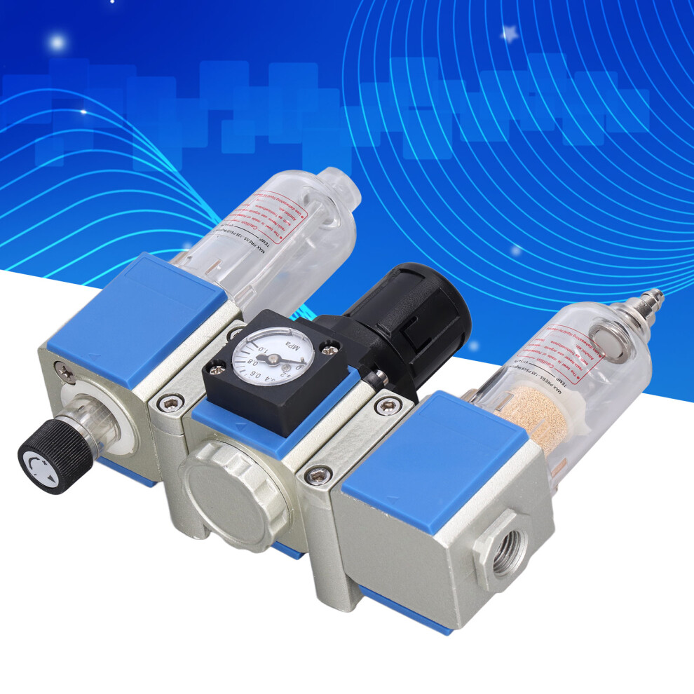 3-In-1 Compressed Air Filter Regulator Lubricator Combo Gc200-06/08, Aluminum, Pt1/8/Â¼ 7691376163586