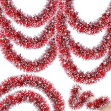 Holiday Décor Tinsel Garland, Shiny Sparkly Reusable Creative DIY Christmas Decorations, Classic Thick Metallic Twist Sparkling Tinsel Color for